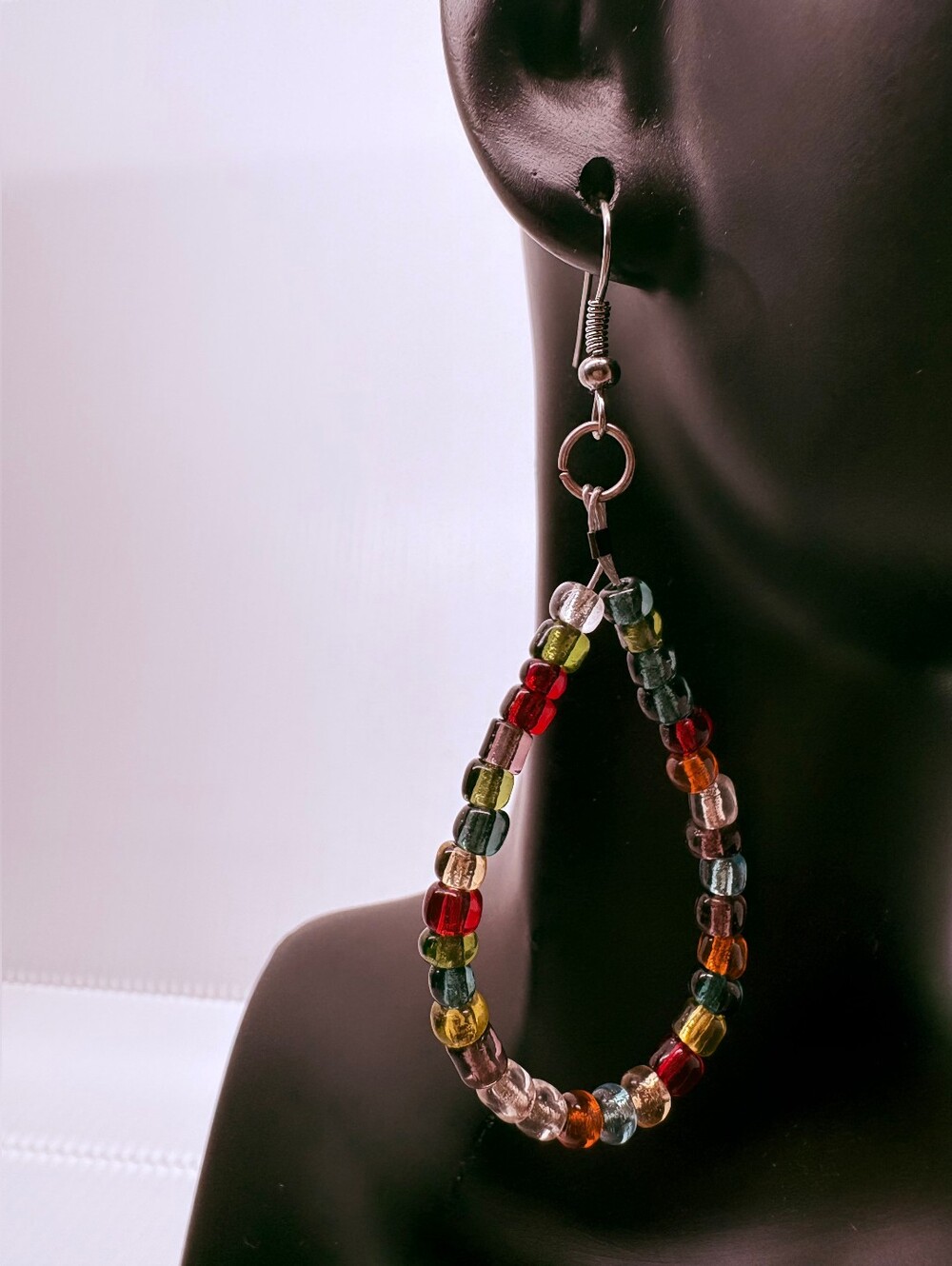 Artisan Multicolor Beaded Hoop Earrings and Layered Necklace Set - Women Jewelry - Picture 5 of 9